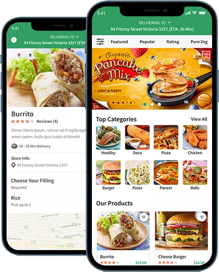 food delivery home screen app